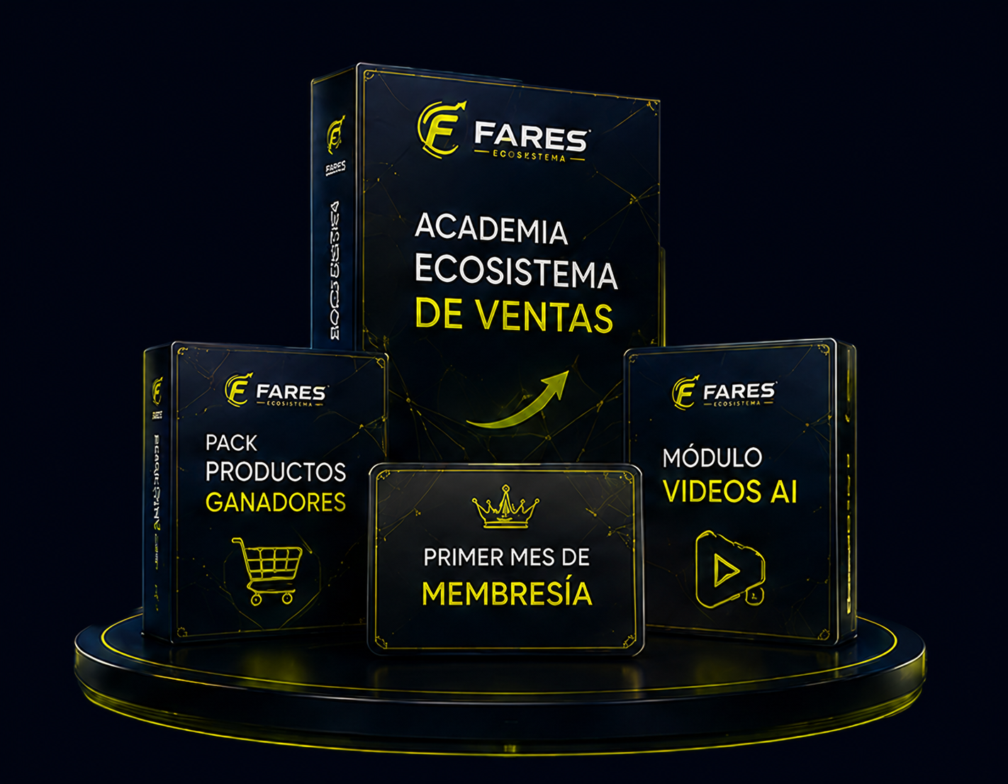 Caja del Paquete Fundador: Academia Ecosistema de Ventas, Pack Productos Ganadores, Primer mes de Membresía y Módulo Videos AI
